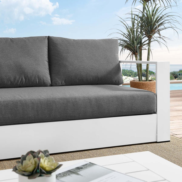 Modway Furniture Tahoe Outdoor Patio Aluminum Sofa - Weather-Resistant, Stylish Design for Ultimate Comfort & Relaxation White Charcoal EEI-5676-WHI-CHA
