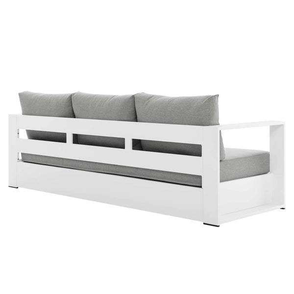 Modway Furniture Tahoe Outdoor Patio Aluminum Sofa - Weather-Resistant, Stylish Design for Ultimate Comfort & Relaxation White Gray EEI-5676-WHI-GRY