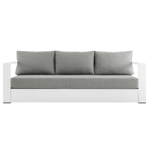 Modway Furniture Tahoe Outdoor Patio Aluminum Sofa - Weather-Resistant, Stylish Design for Ultimate Comfort & Relaxation White Gray EEI-5676-WHI-GRY