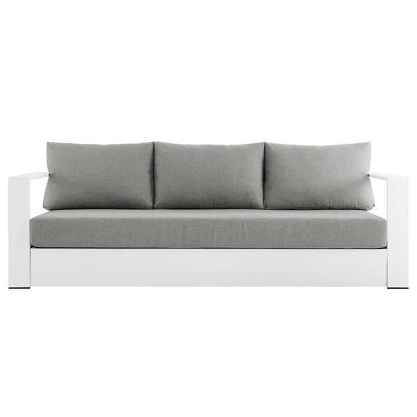 Modway Furniture Tahoe Outdoor Patio Aluminum Sofa - Weather-Resistant, Stylish Design for Ultimate Comfort & Relaxation White Gray EEI-5676-WHI-GRY