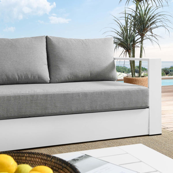 Modway Furniture Tahoe Outdoor Patio Aluminum Sofa - Weather-Resistant, Stylish Design for Ultimate Comfort & Relaxation White Gray EEI-5676-WHI-GRY