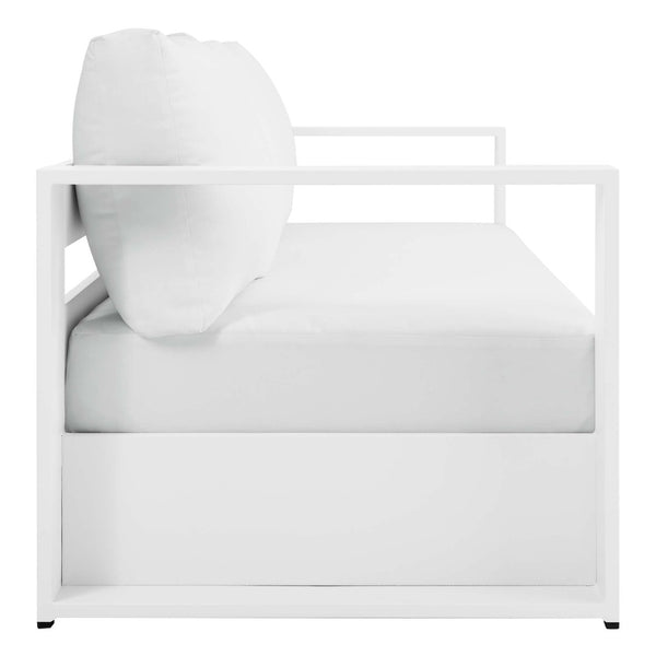 Modway Furniture Tahoe Outdoor Patio Aluminum Sofa - Weather-Resistant, Stylish Design for Ultimate Comfort & Relaxation White White EEI-5676-WHI-WHI