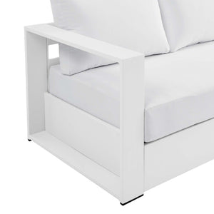 Modway Furniture Tahoe Outdoor Patio Aluminum Sofa - Weather-Resistant, Stylish Design for Ultimate Comfort & Relaxation White White EEI-5676-WHI-WHI