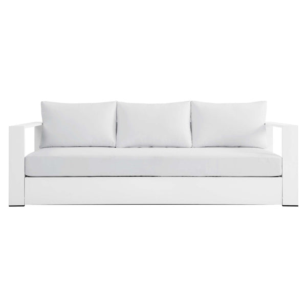Modway Furniture Tahoe Outdoor Patio Aluminum Sofa - Weather-Resistant, Stylish Design for Ultimate Comfort & Relaxation White White EEI-5676-WHI-WHI
