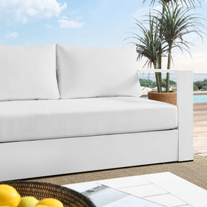 Modway Furniture Tahoe Outdoor Patio Aluminum Sofa - Weather-Resistant, Stylish Design for Ultimate Comfort & Relaxation White White EEI-5676-WHI-WHI