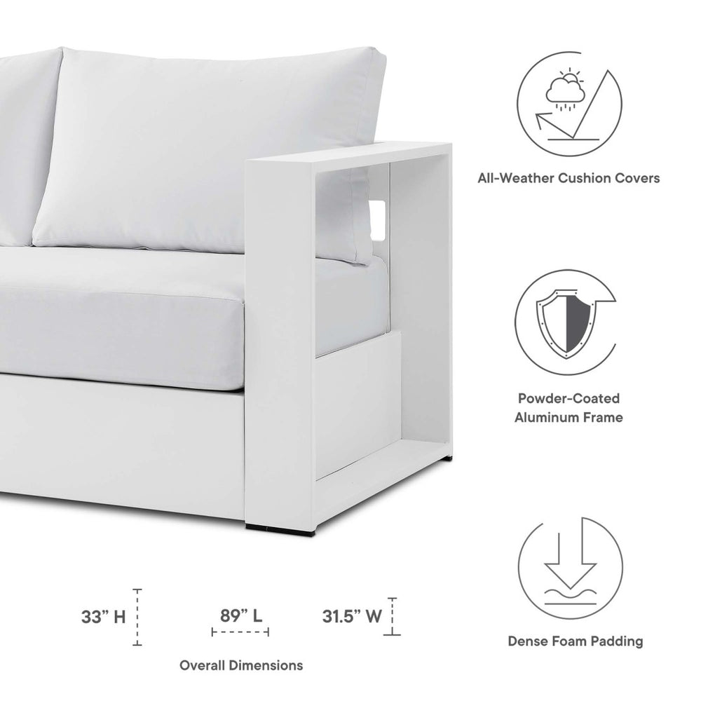 Modway Furniture Tahoe Outdoor Patio Aluminum Sofa - Weather-Resistant, Stylish Design for Ultimate Comfort & Relaxation White White EEI-5676-WHI-WHI