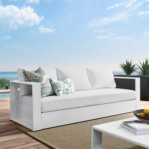 Modway Furniture Tahoe Outdoor Patio Aluminum Sofa - Weather-Resistant, Stylish Design for Ultimate Comfort & Relaxation White White EEI-5676-WHI-WHI