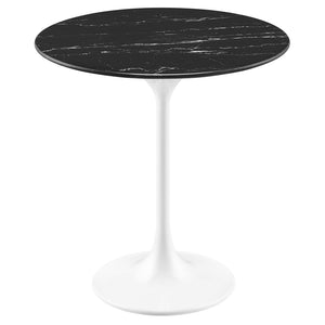 Modway Furniture Lippa 20" Round Faux Marble Side Table - Mid-Century Modern Accent for Stylish Living Spaces White Black EEI-5680-WHI-BLK