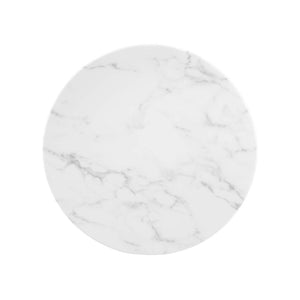Modway Furniture Lippa 20" Round Faux Marble Side Table - Mid-Century Modern Accent for Stylish Living Spaces White White EEI-5680-WHI-WHI