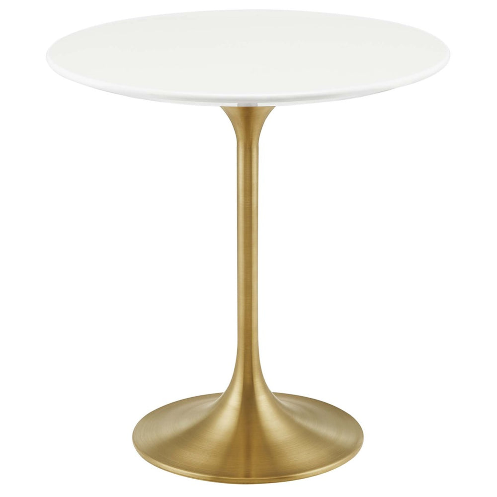 Modway Furniture Lippa 20" Round Wood Side Table - Mid-Century Modern Accent with Gold Base for Any Space EEI-5683-GLD-WHI