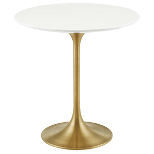 Modway Furniture Lippa 20" Round Wood Side Table - Mid-Century Modern Accent with Gold Base for Any Space EEI-5683-GLD-WHI