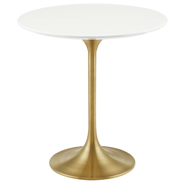 Modway Furniture Lippa 20" Round Wood Side Table - Mid-Century Modern Accent with Gold Base for Any Space EEI-5683-GLD-WHI