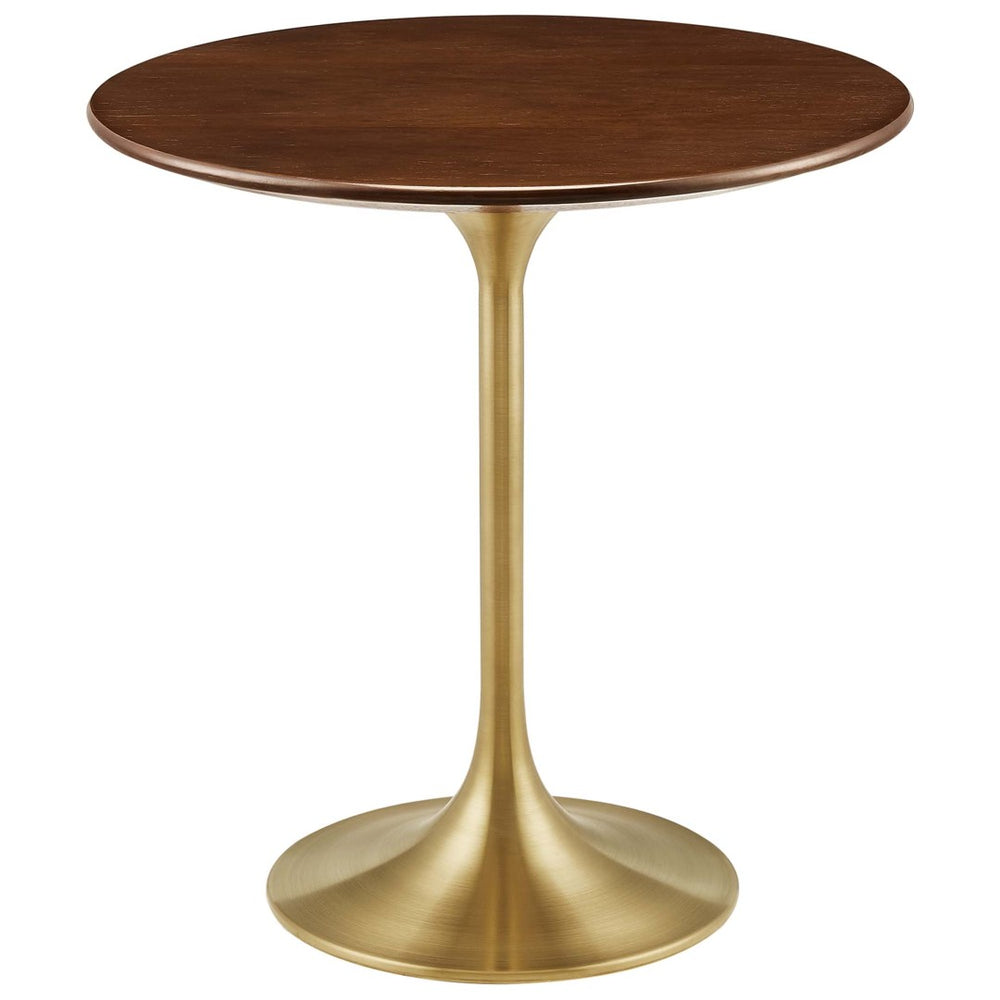 Modway Furniture Lippa 20" Round Wood Accent Table - Mid-Century Modern Design with Gold Pedestal Base for Any Space EEI-5684-GLD-WAL