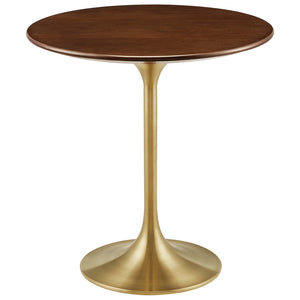 Modway Furniture Lippa 20" Round Wood Accent Table - Mid-Century Modern Design with Gold Pedestal Base for Any Space EEI-5684-GLD-WAL