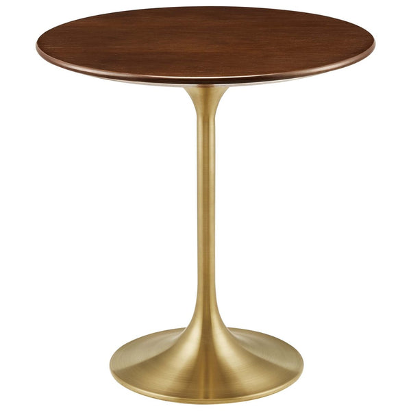 Modway Furniture Lippa 20" Round Wood Accent Table - Mid-Century Modern Design with Gold Pedestal Base for Any Space EEI-5684-GLD-WAL
