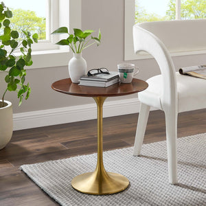 Modway Furniture Lippa 20" Round Wood Accent Table - Mid-Century Modern Design with Gold Pedestal Base for Any Space EEI-5684-GLD-WAL