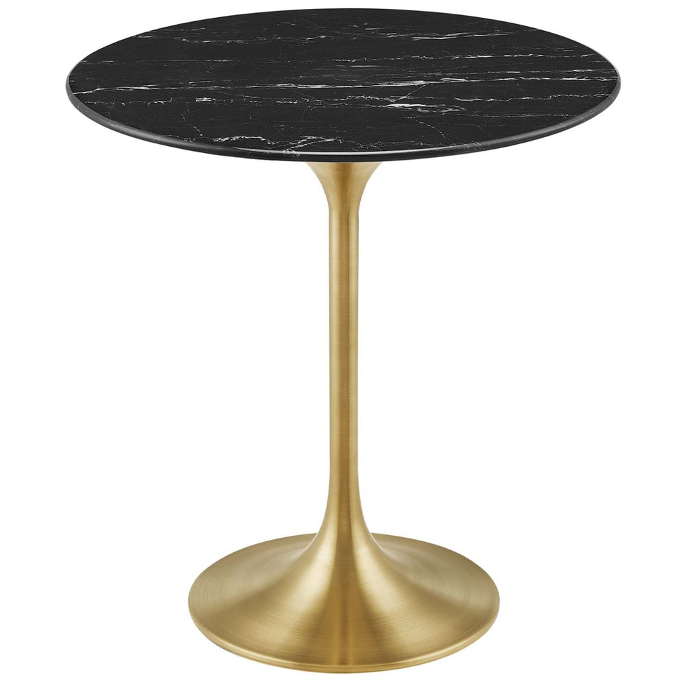 Modway Furniture Lippa 20" Round Faux Marble Side Table - Elegant Mid-Century Accent for Modern Living Spaces Gold Black EEI-5685-GLD-BLK