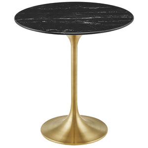 Modway Furniture Lippa 20" Round Faux Marble Side Table - Elegant Mid-Century Accent for Modern Living Spaces Gold Black EEI-5685-GLD-BLK