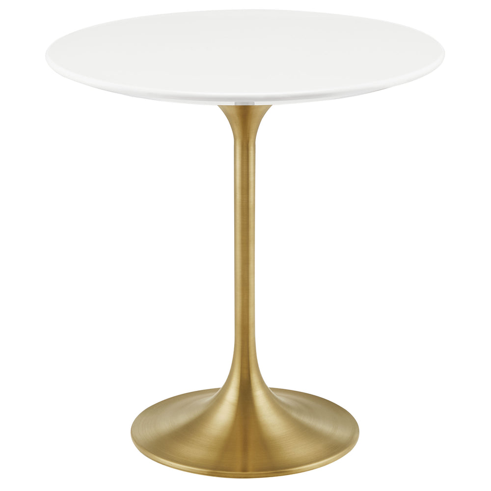 Modway Furniture Lippa Round Sintered Stone Side Table with Brushed Gold Pedestal Mid Century Modern Gold / White EEI-5686-GLD-WHI