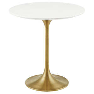 Modway Furniture Lippa Round Sintered Stone Side Table with Brushed Gold Pedestal Mid Century Modern Gold / White EEI-5686-GLD-WHI