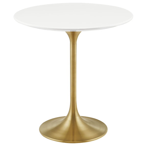 Modway Furniture Lippa Round Sintered Stone Side Table with Brushed Gold Pedestal Mid Century Modern Gold / White EEI-5686-GLD-WHI
