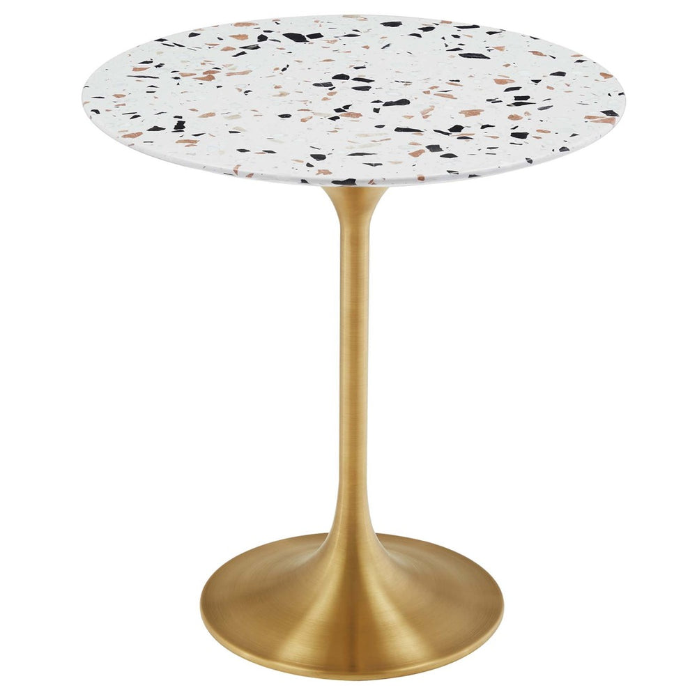 Modway Furniture Lippa 20" Round Terrazzo Side Table - Mid-Century Modern Design with Gold Pedestal Base & Style EEI-5687-GLD-TER