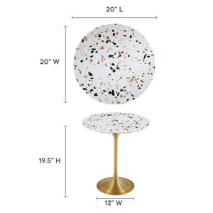 Modway Furniture Lippa 20" Round Terrazzo Side Table - Mid-Century Modern Design with Gold Pedestal Base & Style EEI-5687-GLD-TER