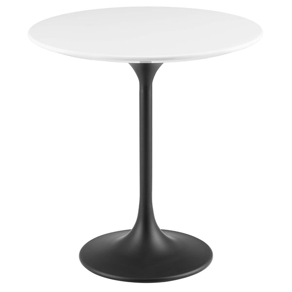 Modway Furniture Lippa 20" Round Mid-Century Modern Wood Side Table - High-Gloss Black & White Accent Design EEI-5688-BLK-WHI