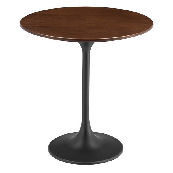 Modway Furniture Lippa 20" Round Wood Side Table - Mid-Century Modern Design with Sleek Metal Base and Versatility EEI-5689-BLK-WAL