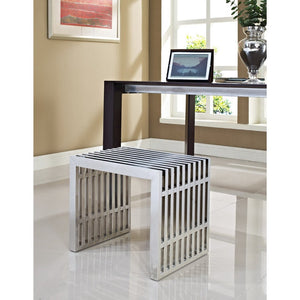 Modway Furniture Gridiron Small Stainless Steel Bench - Modern Industrial Accent for Entryways & Lounges, Silver Finish EEI-569-SLV