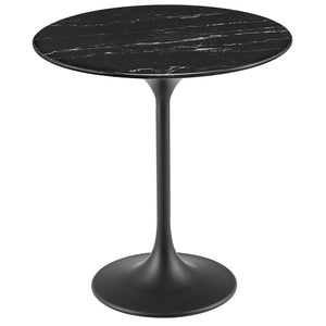 Modway Furniture Lippa 20" Round Faux Marble Side Table - Timeless Mid-Century Design for Any Space, Durable & Chic Black Black EEI-5690-BLK-BLK