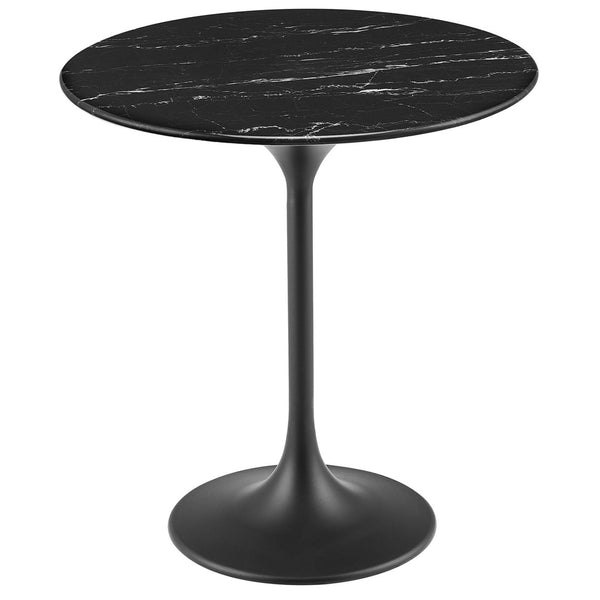 Modway Furniture Lippa 20" Round Faux Marble Side Table - Timeless Mid-Century Design for Any Space, Durable & Chic Black Black EEI-5690-BLK-BLK