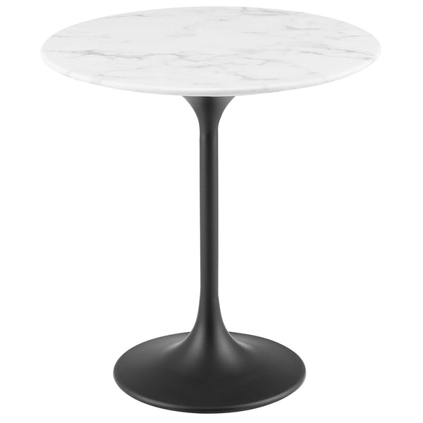 Modway Furniture Lippa 20" Round Faux Marble Side Table - Timeless Mid-Century Design for Any Space, Durable & Chic Black White EEI-5690-BLK-WHI