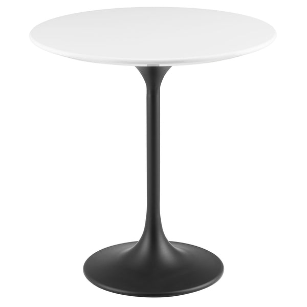 Modway Furniture Lippa Round Sintered Stone Side Table with Brushed Gold Pedestal Mid Century Modern Black / White EEI-5691-BLK-WHI