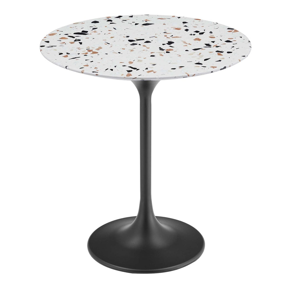 Modway Furniture Lippa 20" Round Terrazzo Side Table - Mid-Century Modern Accent Table in Black for Stylish Spaces EEI-5692-BLK-TER