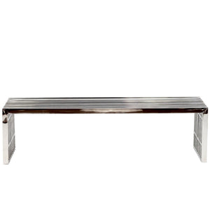 Modway Furniture Gridiron Large Stainless Steel Bench - Sleek Modern Minimalism for Stylish Reception & Lounge Spaces EEI-570-SLV