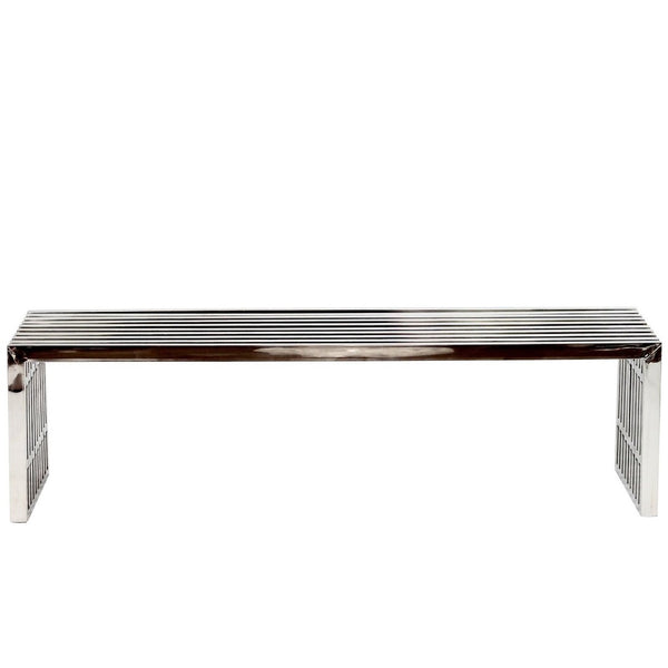 Modway Furniture Gridiron Large Stainless Steel Bench - Sleek Modern Minimalism for Stylish Reception & Lounge Spaces EEI-570-SLV