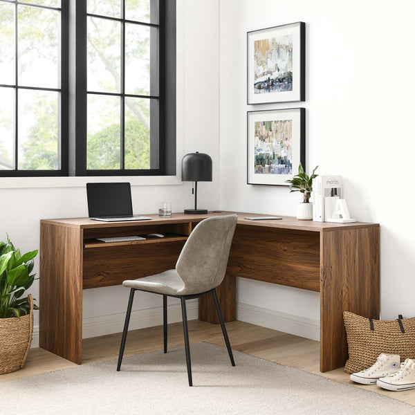 Modway Furniture Venture L-Shaped Desk for Home Office - Stylish Walnut Finish, Spacious Design & Easy Assembly EEI-5703-WAL
