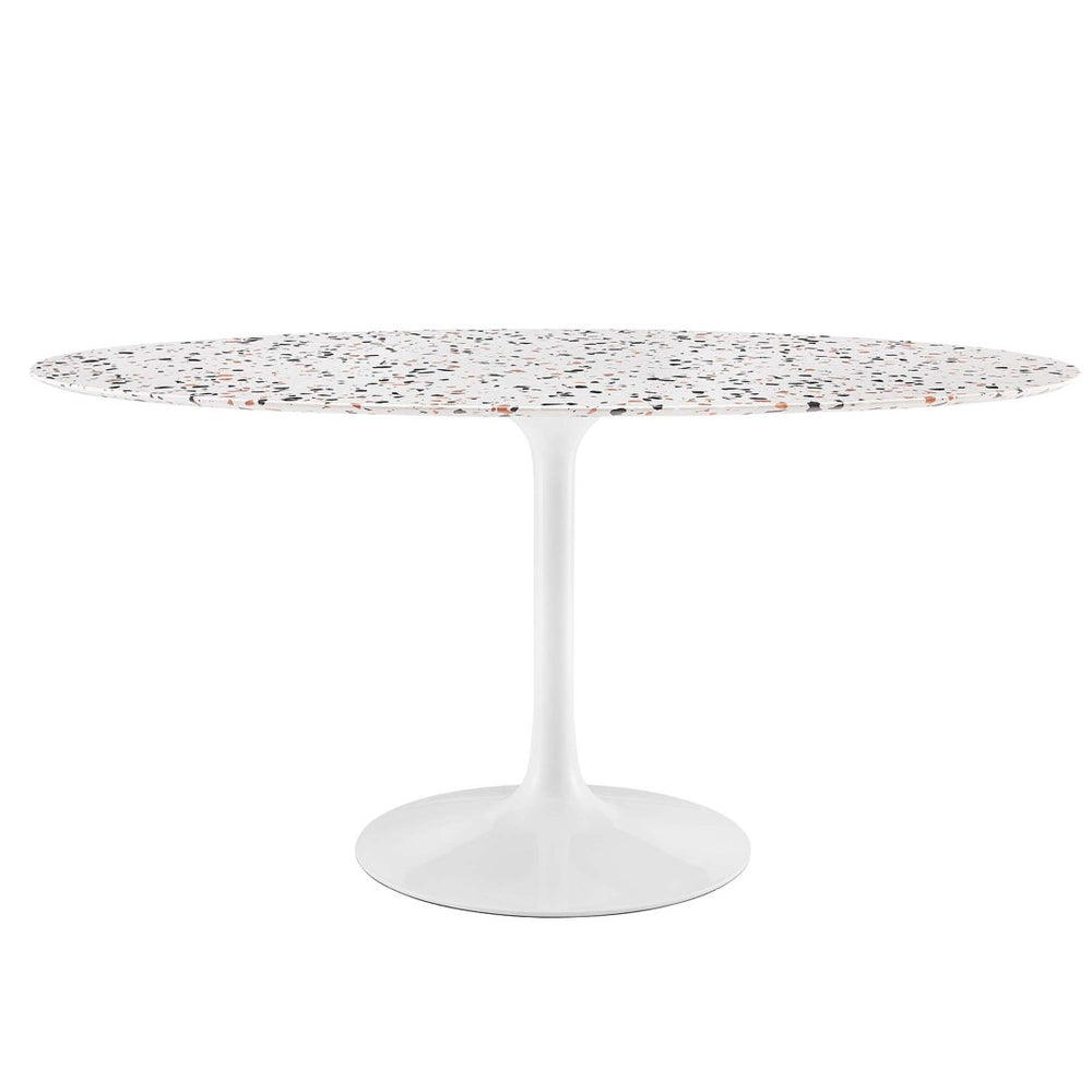 Modway Furniture Lippa 60" Oval Terrazzo Dining Table - Modern Mid-Century Style for Elegant Gatherings & Dining EEI-5734-WHI-WHI