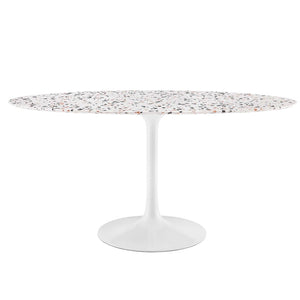 Modway Furniture Lippa 60" Oval Terrazzo Dining Table - Modern Mid-Century Style for Elegant Gatherings & Dining EEI-5734-WHI-WHI