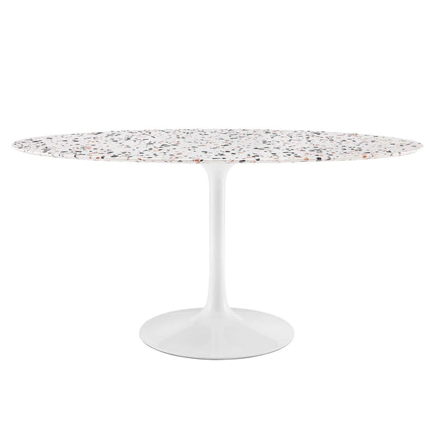 Modway Furniture Lippa 60" Oval Terrazzo Dining Table - Modern Mid-Century Style for Elegant Gatherings & Dining EEI-5734-WHI-WHI