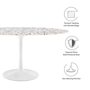 Modway Furniture Lippa 60" Oval Terrazzo Dining Table - Modern Mid-Century Style for Elegant Gatherings & Dining EEI-5734-WHI-WHI