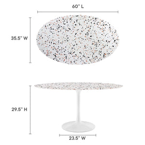 Modway Furniture Lippa 60" Oval Terrazzo Dining Table - Modern Mid-Century Style for Elegant Gatherings & Dining EEI-5734-WHI-WHI