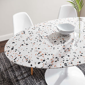 Modway Furniture Lippa 60" Oval Terrazzo Dining Table - Modern Mid-Century Style for Elegant Gatherings & Dining EEI-5734-WHI-WHI