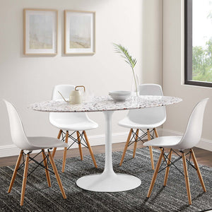 Modway Furniture Lippa 60" Oval Terrazzo Dining Table - Modern Mid-Century Style for Elegant Gatherings & Dining EEI-5734-WHI-WHI