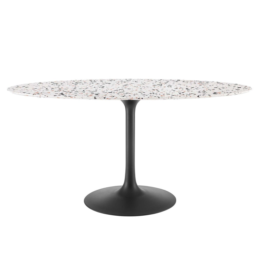 Modway Furniture Lippa 60" Oval Terrazzo Dining Table - Modern Mid-Century Elegance for Stylish Entertaining Space EEI-5737-BLK-WHI