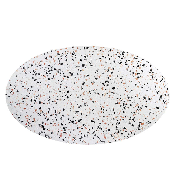 Modway Furniture Lippa 60" Oval Terrazzo Dining Table - Modern Mid-Century Elegance for Stylish Entertaining Space EEI-5737-BLK-WHI