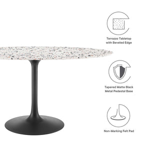 Modway Furniture Lippa 60" Oval Terrazzo Dining Table - Modern Mid-Century Elegance for Stylish Entertaining Space EEI-5737-BLK-WHI