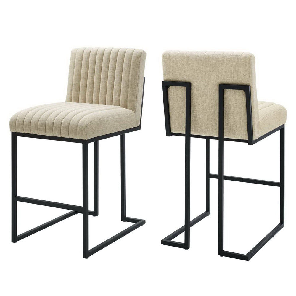 Modway Furniture Indulge Mid-Century Modern Tufted Counter Stools Set of 2 - Beige, Stylish Comfort & Durability EEI-5741-BEI