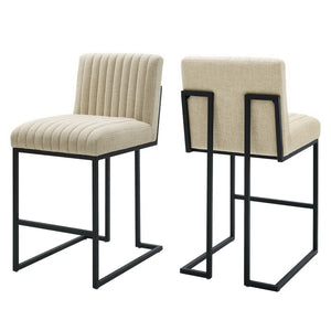 Modway Furniture Indulge Mid-Century Modern Tufted Counter Stools Set of 2 - Beige, Stylish Comfort & Durability EEI-5741-BEI